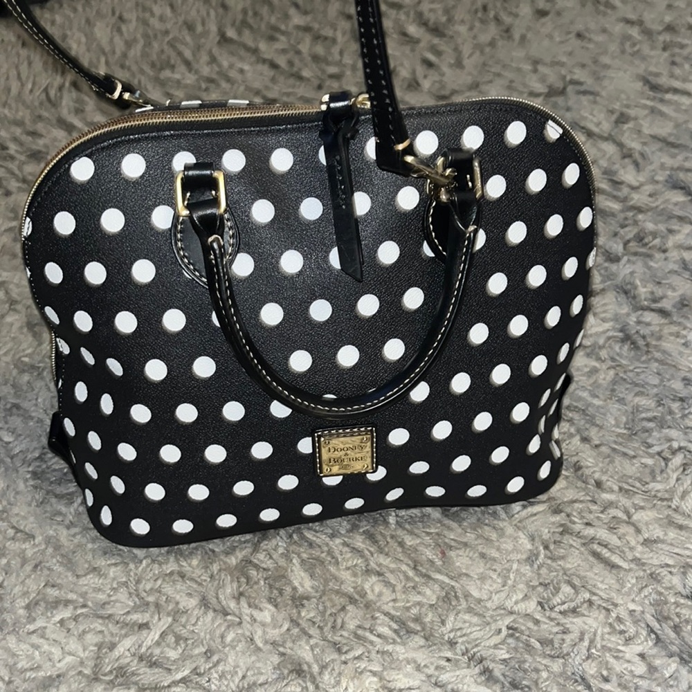 Polka dot dooney and bourke bag with small and big straps